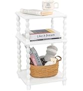 Fultyle End Table, Small Side Table with 3 Tier Open Shelf, Modern NightStand Bedside Table for L...