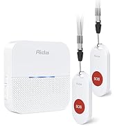 AIDA Wireless Caregiver Pager, 2 SOS Call Buttons/1 Plug-in Receiver, 600 feet Range, 58 Chimes, ...