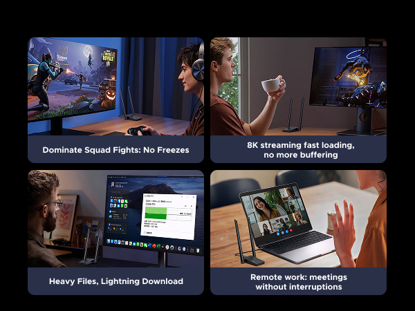 wifi adapter computer network adapter high gain dual antennas wifi to ethernet gaming 5GHz 2.4GHz