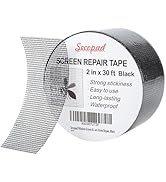 Secopad Black Window Screen Repair Tape, 2 in X 30 FT (360IN) Screen Repair Kit for Windows or Do...