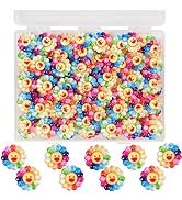 60pcs Slime Charms Cute Resin Charms Sunflower Smiley Face Resin Embellishments Cute Bulk Mixed S...
