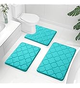 OLANLY Memory Foam Bath Mat Set of 3 Piece, Bathroom Rugs and Toilet Rug U-Shaped, Ultra Soft and...