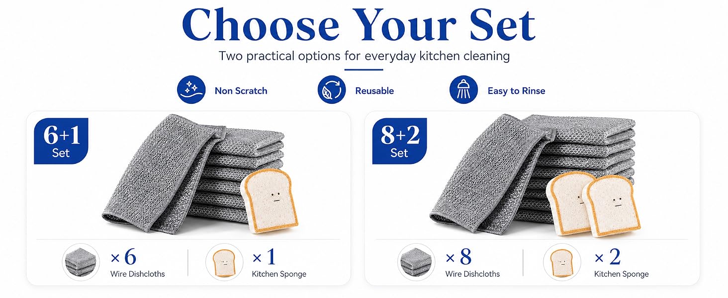 wire dishcloth set with kitchen sponge