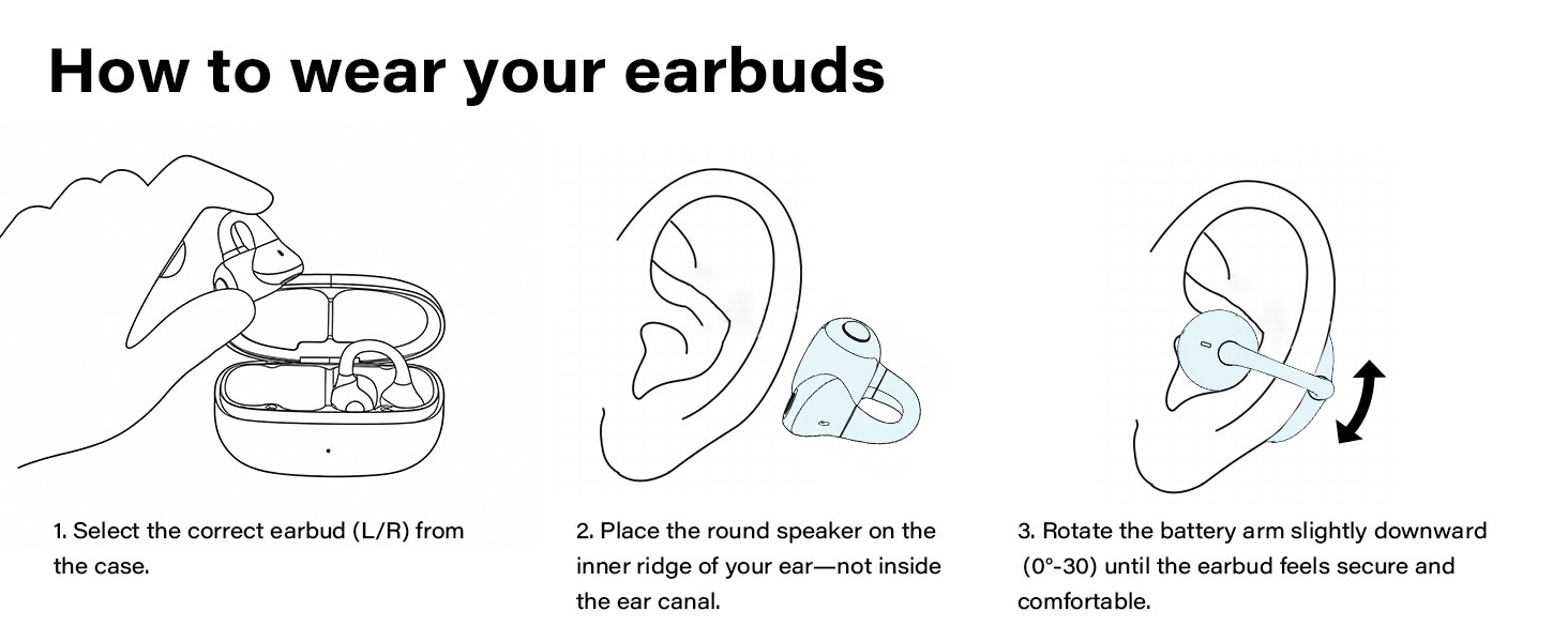 open air earbuds out of ear earbuds open ear ear buds open ear earbuds clip on