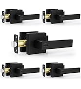 Estmoon 5 Pack Matte Black Door Handles Interior Door Knobs, Keyless Privacy Bedroom Door Lock, H...