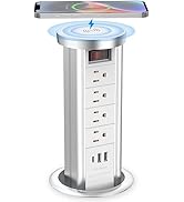 BTU Pop Up Outlet for Countertop, Receptacle Power Strip with USB C & 4 AC Outlet, Pull Popup Out...