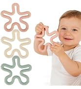 Fu Store 3pcs Coral Flower Teether Ring Baby Teething Toys Silicone Teether | Baby Teether Ring T...