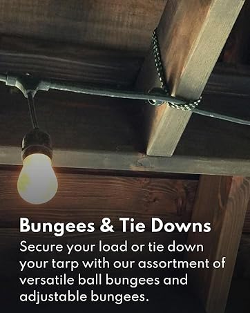 Secure your load or tie down your tarp with our versatile ball bungees and adjustable bungees