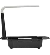 Telescopic Kitchen Over Sink Organizer with Towel Hanger, 2-in-1 Retractable Sink Drainer with Br...