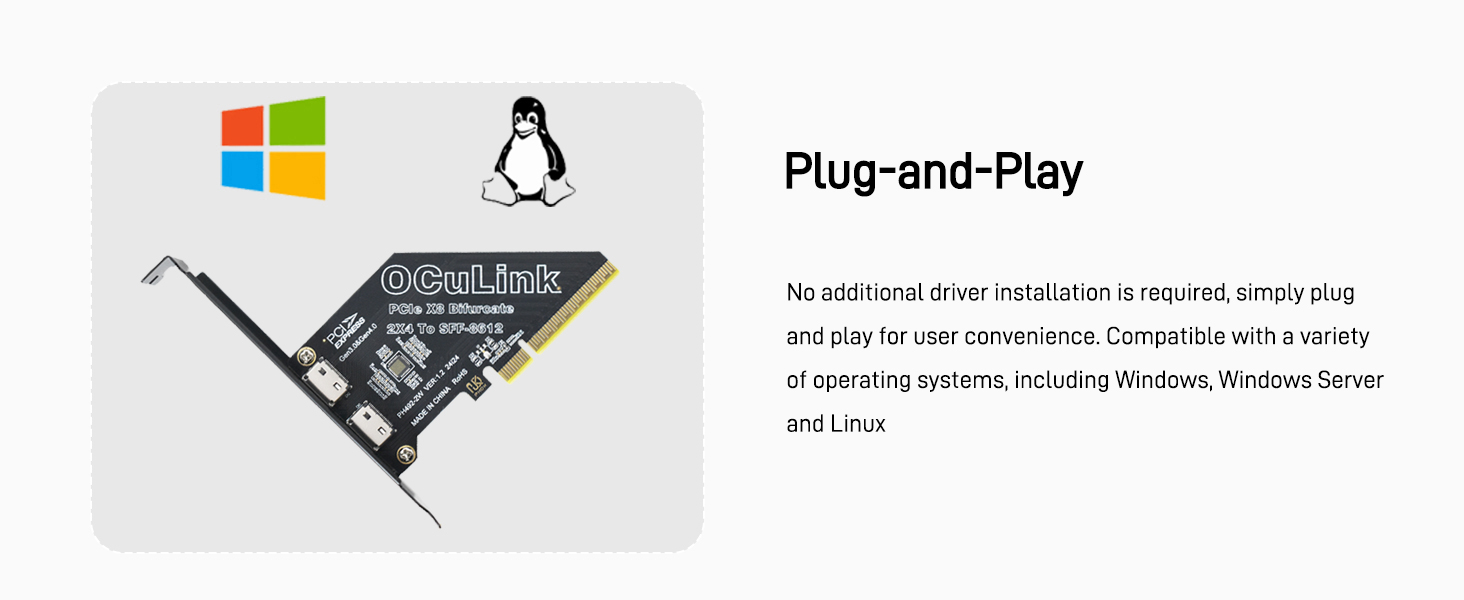 LetLinkSo Gen4 PCIe 4.0 x8 to Oculink SFF-8612 External SFF-8611 Adapter Card for NVMe