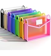 XingDuing 7 Pack Plastic Expanding File Folder, Transparent envelopes with Snap Closure, No Divid...