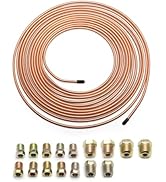 25Ft of 3/16 Brake Line Kit - Includes 16 Inverted Flare Brake Line Fittings - Zinc Plated Copper...
