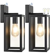 2-Pack Dusk to Dawn Outdoor Wall Light Fixtures with 2 LED Bulbs, Exterior Wall Mount Lanterns Wa...