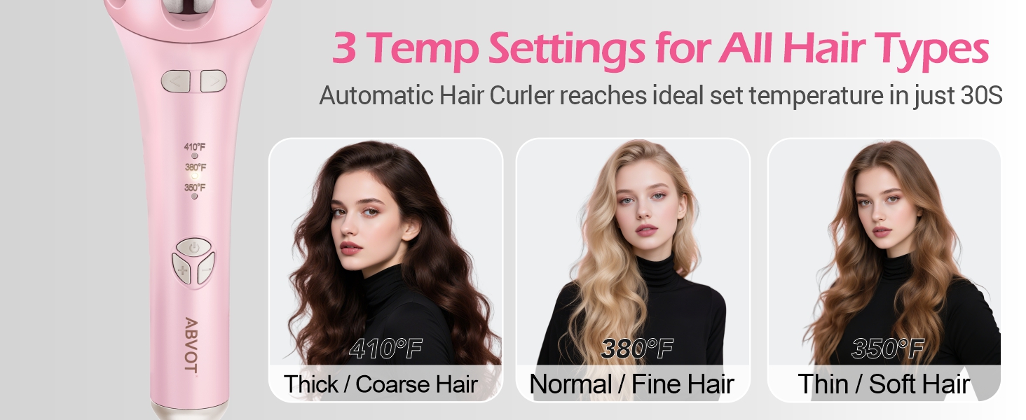 Choose from 3 precise temperature settings (350°F-410°F) to customize your look.