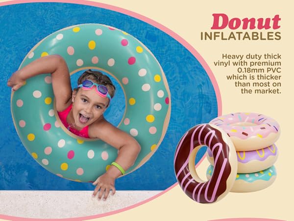 Children's Swim Rings4 Pack Donut Pool Floats for Kids &amp; Adults