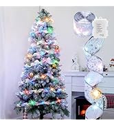 Christmas Tree Ribbon String Lights - 33ft 100 LED Battery Powered Fairy Lights with Timer and 8 ...
