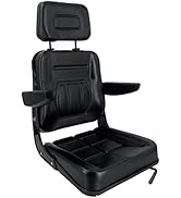 CDZHLTG Universal Forklift Seat with Adjustable Backrest with Armrest Lawn Mower Tractor Seat Rep...