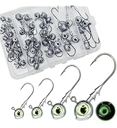 DAMIDEL 50Pcs/Box Swimbait Jig Heads Fishing Hooks with 3D Eye,4 Sizes(1/4oz.3/8oz,1/5oz. 1/8oz M...