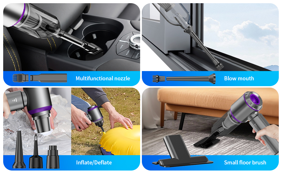 Yejay 20000pa Car Vacuum Cleaner, Rechargeable High Power Compressed Portable Cordless Hand Vacuum
