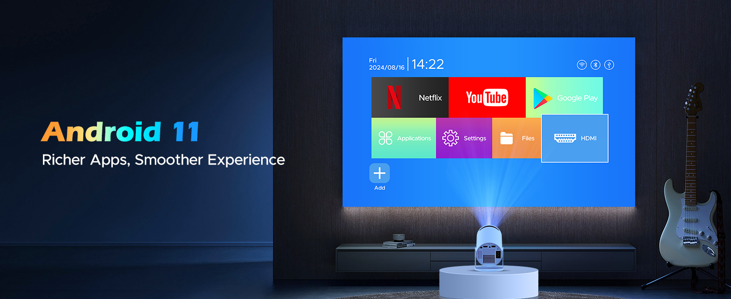4K Support Android 11.0 Portable Movie Projector