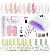 Melodysusie Gel Nail Polish Kit with UV Nail Lamp, Handheld UV Light for Plant Based Hema Free Na...