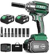 KIMO Impact Wrench 1/2 Cordless,550N.m/406ft-lbs Max Torque &amp; 3000RPM, 2x20V 3.0Ah Battery, Impac...