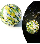 Lily's Home Gazing Ball - 10" Green Glass Globe with Solar Powered Lights - Outdoor Solar Lights ...