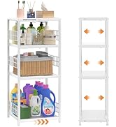 4 Tier Expandable Slim Storage Shelf, Metal Shelving Unit for Bathroom Storage Organizer, Freesta...
