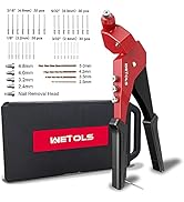 WETOLS Rivet Gun with 120 Rivets, Hand Rivet Tool 360° Swivel Head Pop Rivet Gun Kit with 4 Manua...