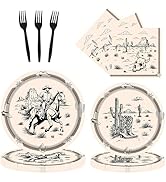 DTDO 96Pcs Western Cowboy Plates and Napkins Wild West Cowboy Party Decorations Rodeo Bachelorett...
