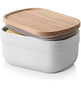 DOWAN Ceramic Butter Dish, Extra Large Butter Keeper for Countertop or Fridge, Airtight Butter Co...