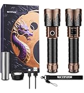 SKYFIRE Rechargeable Flashlights High Lumens 2 Pack with Ignition Lens,8000mAh Mini Bright Tactic...