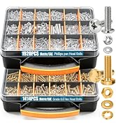 Taiss 3334PCS Nuts and Bolts Assortment Kit SAE &amp; Metric Phillips Head Bolts and Grade 8.8 Metric...