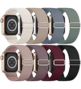 8 Pack Stretchy Solo Loop Band Compatible with Apple Watch Bands for Women Men 40mm 38mm 41mm 42m...