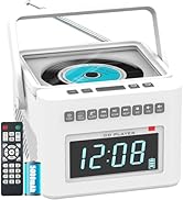 Greadio CD Player Alarm Clock Boombox with Bluetooth, 5000mAh Boombox Clock Radio with CD Player,...