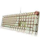 EWEADN Typewriter Style Mechanical Keyboard, Wired Typewriter Keyboards,104 Keys Backlit LED Meta...