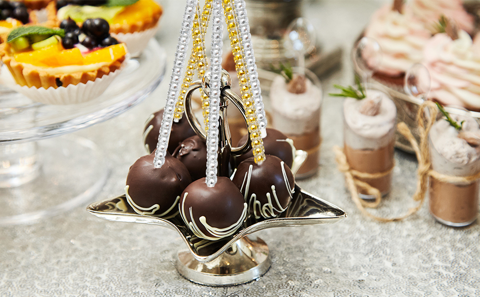 Bling Cake Pop Sticks, Glitter Gold Silver Lollipop Candy Apple Paper Skewers, Cupcake Treat Toppers
