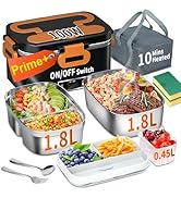 IFENROL Electric Heated Lunch Box for Adults, 100W 3-IN-1 2 Pack 1.8L Containers Heating Lunch Bo...