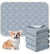 FunFurry Washable Pee Pads for Dogs - 4 Pack Reusable Pee Pads,Waterproof Puppy Pads,Pet Training...
