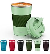 MOMSIV 12oz Travel Mug, Insulated Coffee Cup with Leakproof Lid, Vacuum Stainless Steel Double Wa...