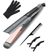 ANWA Titanium 1 Inch Flat Iron Hair Straightener, 2 in 1 Hair Straightener and Curler with 3D Flo...