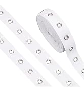 BENECREAT 6.25 Yards Cotton Grommet Tape Silver Eyelet Tape 1inch Wide White Eyelet Grommet Tape ...