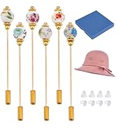 BENECREAT 6Pcs Porcelain Hat Pin, Vintage Safety Pins Brooches Porcelain with Plant Designs Brooc...