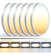 zemty 6Pack 13 inch Ceiling Light Fixture, 3000K/3500K/4000K/5000K/6500K Adjustable LED Flush Mou...