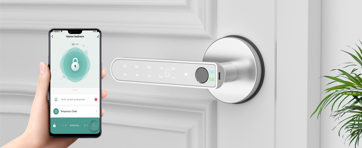Code Door Knob APP Unlock Silver