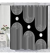 GKLEASG Black and White Shower Curtain, Boho Minimalist Mid Century Modern Arch Geometric Machine...