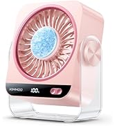 KIMMOO USB Desk Fan for Bedroom, 199 Speeds Turbo Airflow, Portable Fan with Ice Cooling, Digital...