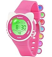 Ayybboo Kids Digital Watches for Girls Boys, 7 Color Lights Waterproof Cute Wristwatches for Kids...