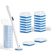 ECLINSO Disposable Toilet Brush Set with Holder, White and Blue, Includes 16 Cleaning Refills (1+...