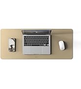 POUT TekDec Mat – Vegan Leather Desk Pad (31.5×13.4in / 80×34cm), Water-Resistant Surface, Anti-S...